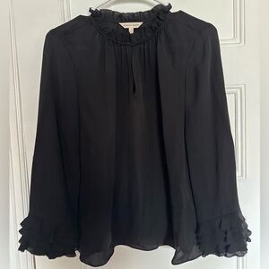 Rebecca Taylor Black Ruffled Blouse